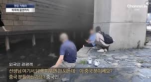 청계천 중국인 흡연 '몸살'…단속원은 "난 XXX